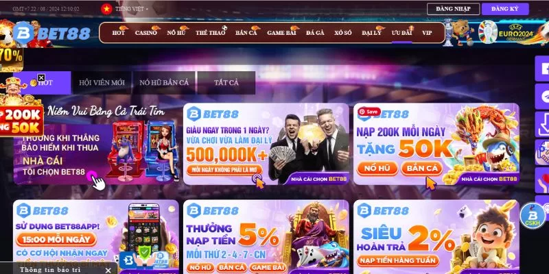 Khuyến mãi Bet 88 diễn ra liên tục